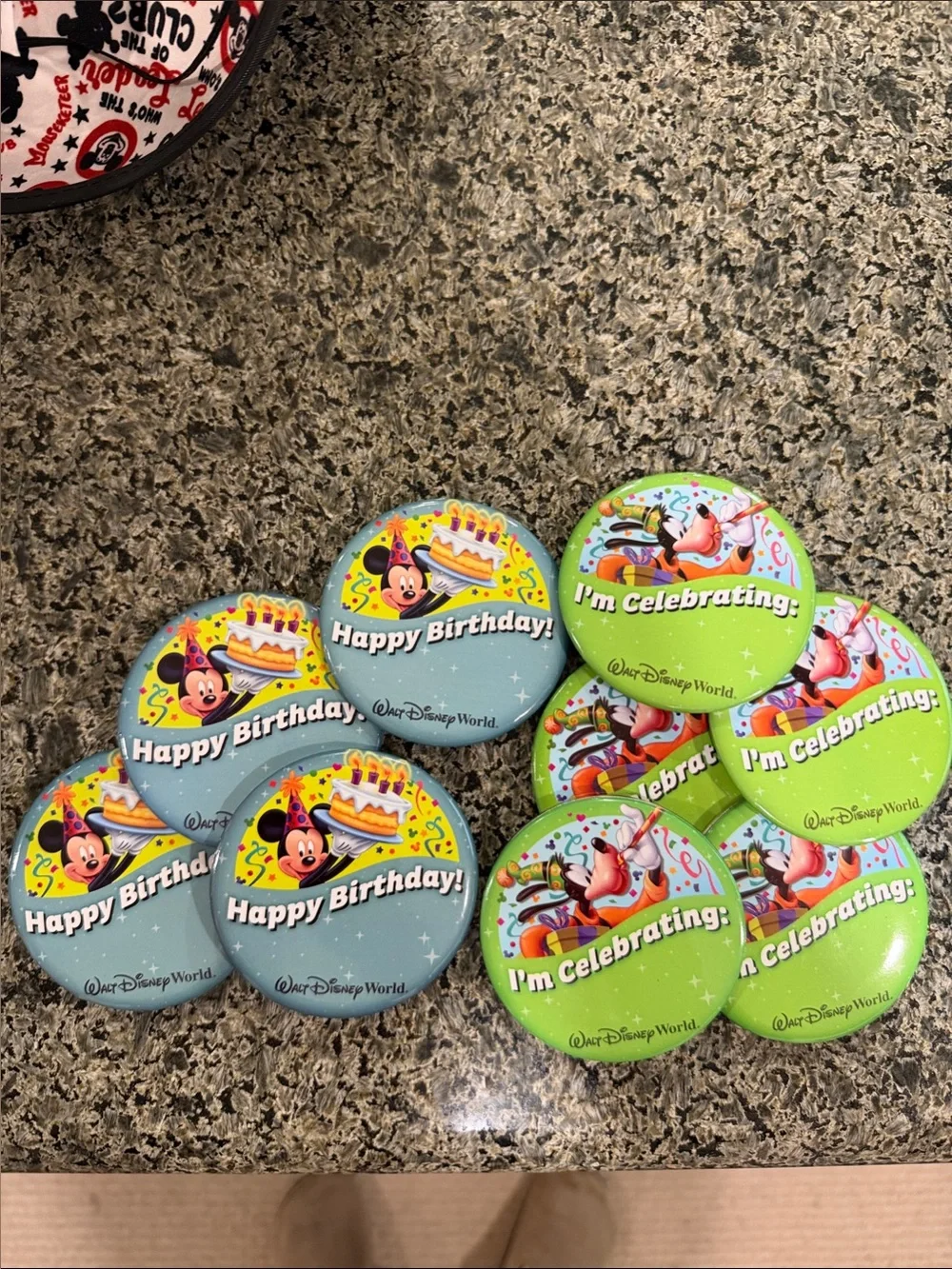 Disney Celebration Buttons Set - Blue & Green Mickey Designs